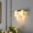 GobekUsa Modern Crystal LED 2-Layer Hallway Sconce Wall Mount Lamp in Brass