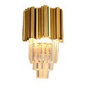 GobekUsa Modern Multi Layer Metal and Crystal Prisms Wall Lamp - 2/3 Bulbs, Brass Finish