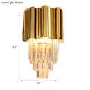 GobekUsa Modern Multi Layer Metal and Crystal Prisms Wall Lamp - 2/3 Bulbs, Brass Finish