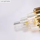 GobekUsa Modern Multi Layer Metal and Crystal Prisms Wall Lamp - 2/3 Bulbs, Brass Finish