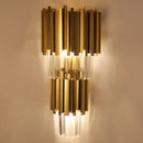 GobekUsa Modern Multi Layer Metal and Crystal Prisms Wall Lamp - 2/3 Bulbs, Brass Finish