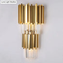 GobekUsa Modern Multi Layer Metal and Crystal Prisms Wall Lamp - 2/3 Bulbs, Brass Finish