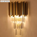 GobekUsa Modern Multi Layer Metal and Crystal Prisms Wall Lamp - 2/3 Bulbs, Brass Finish
