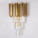 GobekUsa Modern Multi Layer Metal and Crystal Prisms Wall Lamp - 2/3 Bulbs, Brass Finish