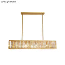GobekUsa Modern Crystal Island Light Pendant Kit - 33.5" Long Rectangle, 3 Lights, Brass