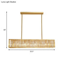 GobekUsa Modern Crystal Island Light Pendant Kit - 33.5" Long Rectangle, 3 Lights, Brass