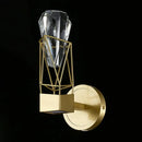 GobekUsa Modern Brass Wall Sconce with Crystal Rock Deco, Metal Light Fixture