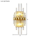 GobekUsa Contemporary Clear Crystal Tube Wall Lighting With 2 Brass Lights - Ideal for Living Room