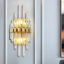 GobekUsa Contemporary Clear Crystal Tube Wall Lighting With 2 Brass Lights - Ideal for Living Room