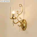 GobekUsa Clear Glass Wall Mounted Light with Crystal Accent and Brass Finish