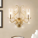 GobekUsa Clear Glass Wall Mounted Light with Crystal Accent and Brass Finish