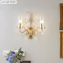GobekUsa Clear Glass Wall Mounted Light with Crystal Accent and Brass Finish