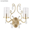 GobekUsa Clear Glass Wall Mounted Light with Crystal Accent and Brass Finish