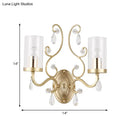 GobekUsa Clear Glass Wall Mounted Light with Crystal Accent and Brass Finish