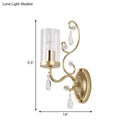 GobekUsa Clear Glass Wall Mounted Light with Crystal Accent and Brass Finish