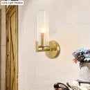 GobekUsa Modern Crystal Wall Sconce with Brass Finish - 1 Light Fixture for Bedroom