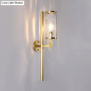 GobekUsa Brass Modernist Cylinder Sconce Light Fixture with Clear Water Glass - Corner Wall Lamp (1 Light)