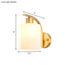 GobekUsa Modern 1-Light Brass Cylinder Sconce with Milk Glass Shade - Wall Lighting Fixture