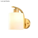 GobekUsa Modern 1-Light Brass Cylinder Sconce with Milk Glass Shade - Wall Lighting Fixture