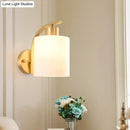 GobekUsa Modern 1-Light Brass Cylinder Sconce with Milk Glass Shade - Wall Lighting Fixture