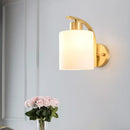 GobekUsa Modern 1-Light Brass Cylinder Sconce with Milk Glass Shade - Wall Lighting Fixture