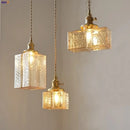 GobekUsa Cube Amber Glass LED Pendant Lamp | Modern Hanging Light Fixtures