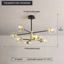 GobekUsa Glass Ball LED Chandelier: Retro Round Wrought Iron Indoor Lighting for Kitchen, Living Room, Farmhouse
