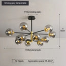 GobekUsa Glass Ball LED Chandelier: Retro Round Wrought Iron Indoor Lighting for Kitchen, Living Room, Farmhouse