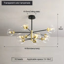 GobekUsa Glass Ball LED Chandelier: Retro Round Wrought Iron Indoor Lighting for Kitchen, Living Room, Farmhouse