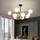 GobekUsa Glass Ball LED Chandelier: Retro Round Wrought Iron Indoor Lighting for Kitchen, Living Room, Farmhouse