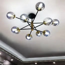GobekUsa Glass Ball LED Chandelier: Retro Round Wrought Iron Indoor Lighting for Kitchen, Living Room, Farmhouse