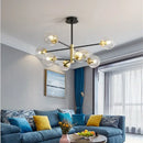 GobekUsa Glass Ball LED Chandelier: Retro Round Wrought Iron Indoor Lighting for Kitchen, Living Room, Farmhouse