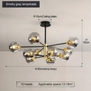 GobekUsa Glass Ball LED Chandelier: Retro Round Wrought Iron Indoor Lighting for Kitchen, Living Room, Farmhouse