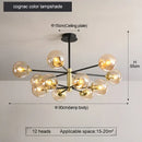 GobekUsa Glass Ball LED Chandelier: Retro Round Wrought Iron Indoor Lighting for Kitchen, Living Room, Farmhouse