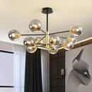 GobekUsa Glass Ball LED Chandelier: Retro Round Wrought Iron Indoor Lighting for Kitchen, Living Room, Farmhouse