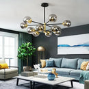 GobekUsa Glass Ball LED Chandelier: Retro Round Wrought Iron Indoor Lighting for Kitchen, Living Room, Farmhouse
