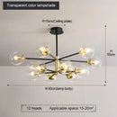 GobekUsa Glass Ball LED Chandelier: Retro Round Wrought Iron Indoor Lighting for Kitchen, Living Room, Farmhouse