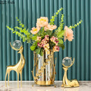 GobekUsa Brass Deer Statue Desk Ornament - Golden Deer Sculpture for Room Decor
