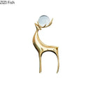 GobekUsa Brass Deer Statue Desk Ornament - Golden Deer Sculpture for Room Decor