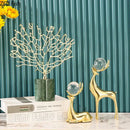 GobekUsa Brass Deer Statue Desk Ornament - Golden Deer Sculpture for Room Decor