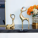 GobekUsa Brass Deer Statue Desk Ornament - Golden Deer Sculpture for Room Decor