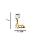 GobekUsa Brass Deer Statue Desk Ornament - Golden Deer Sculpture for Room Decor