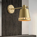 GobekUsa Modern Brass Wall Sconce with Barrel Shade – 1 Bulb Bathroom Wall Lamp