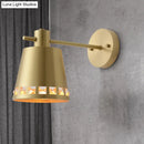 GobekUsa Modern Brass Wall Sconce with Barrel Shade – 1 Bulb Bathroom Wall Lamp