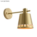 GobekUsa Modern Brass Wall Sconce with Barrel Shade – 1 Bulb Bathroom Wall Lamp