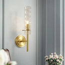 GobekUsa Dimpled Blown Glass Cylinder Wall Sconce - Modern 1 Bulb Brass Light Fixture