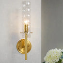 GobekUsa Dimpled Blown Glass Cylinder Wall Sconce - Modern 1 Bulb Brass Light Fixture