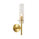 GobekUsa Dimpled Blown Glass Cylinder Wall Sconce - Modern 1 Bulb Brass Light Fixture