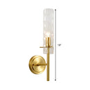 GobekUsa Dimpled Blown Glass Cylinder Wall Sconce - Modern 1 Bulb Brass Light Fixture