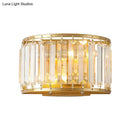 GobekUsa Modern Brass Wall Sconce with Drum-shaped Clear Crystal Shade - 1 Light Living Room Lighting Fixture